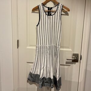 Parker Black and White Patterned Midi Dress